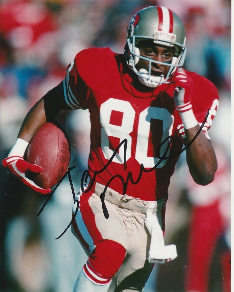 NFL HOF LEGEND JERRY RICE SIGNED SAN FRANCISCO 49ers 8x10 Photo Poster painting #1 EXACT PROOF!