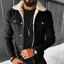2025 Stylish Winter Europe & American Men's Clothes Men Jacket Punk Sherpa Thicker Warmer Denim Jacket Men