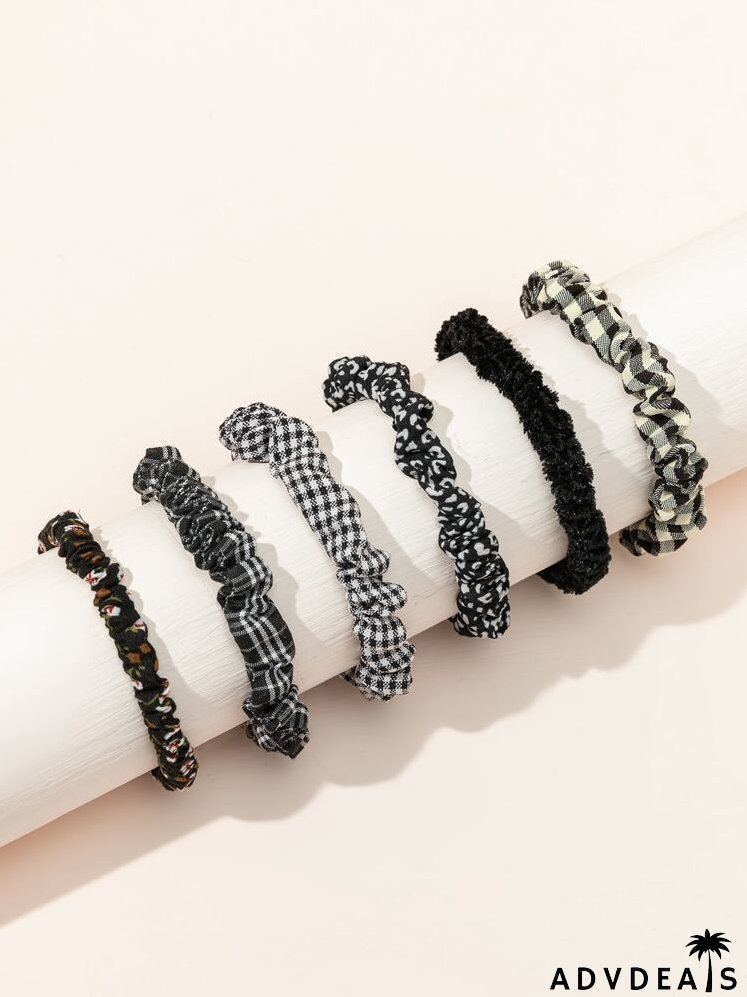 6pcs Plaid Hair Tie