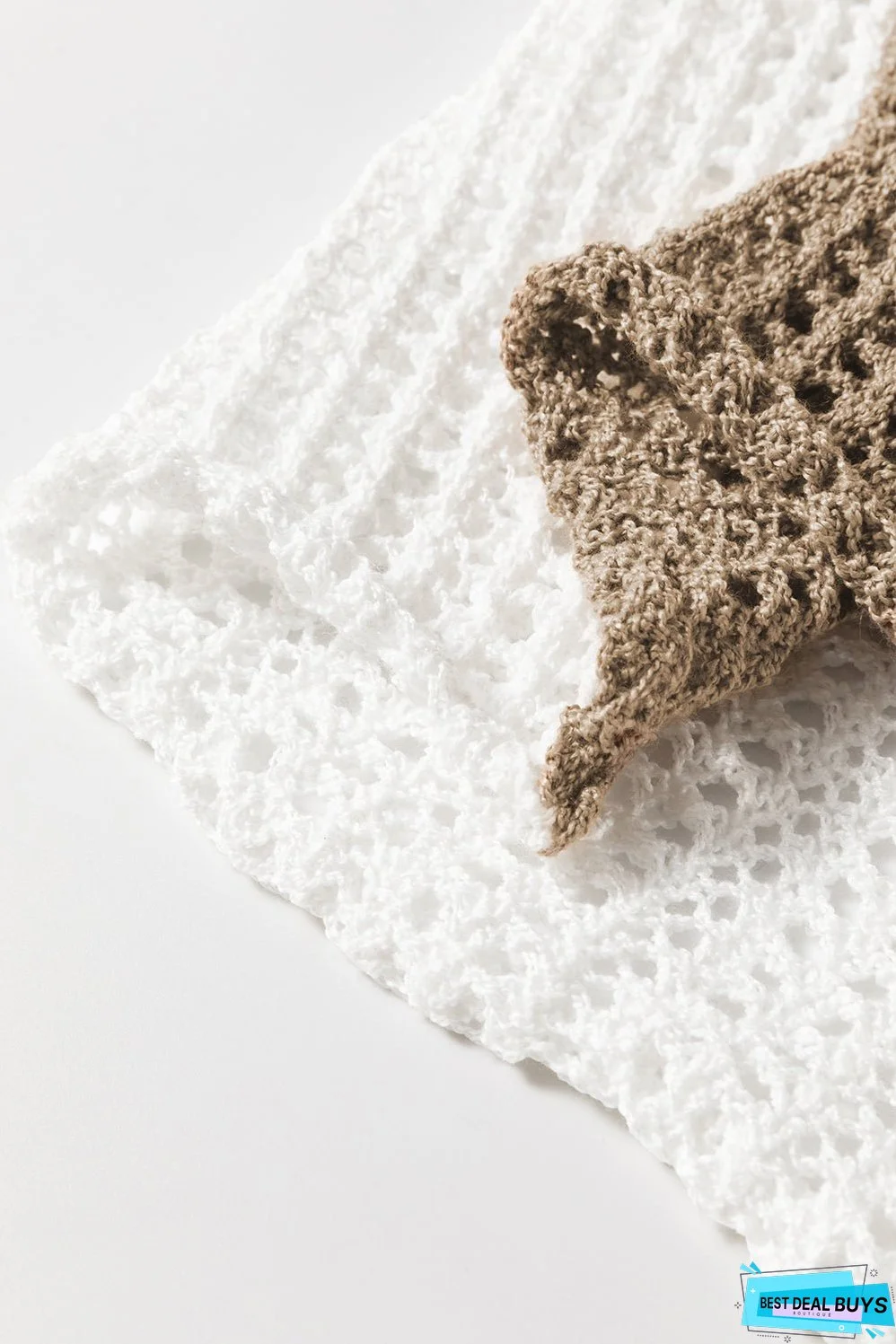 Brown Colorblock Hollow-out Front Tie V Neck Lightweight Sweater