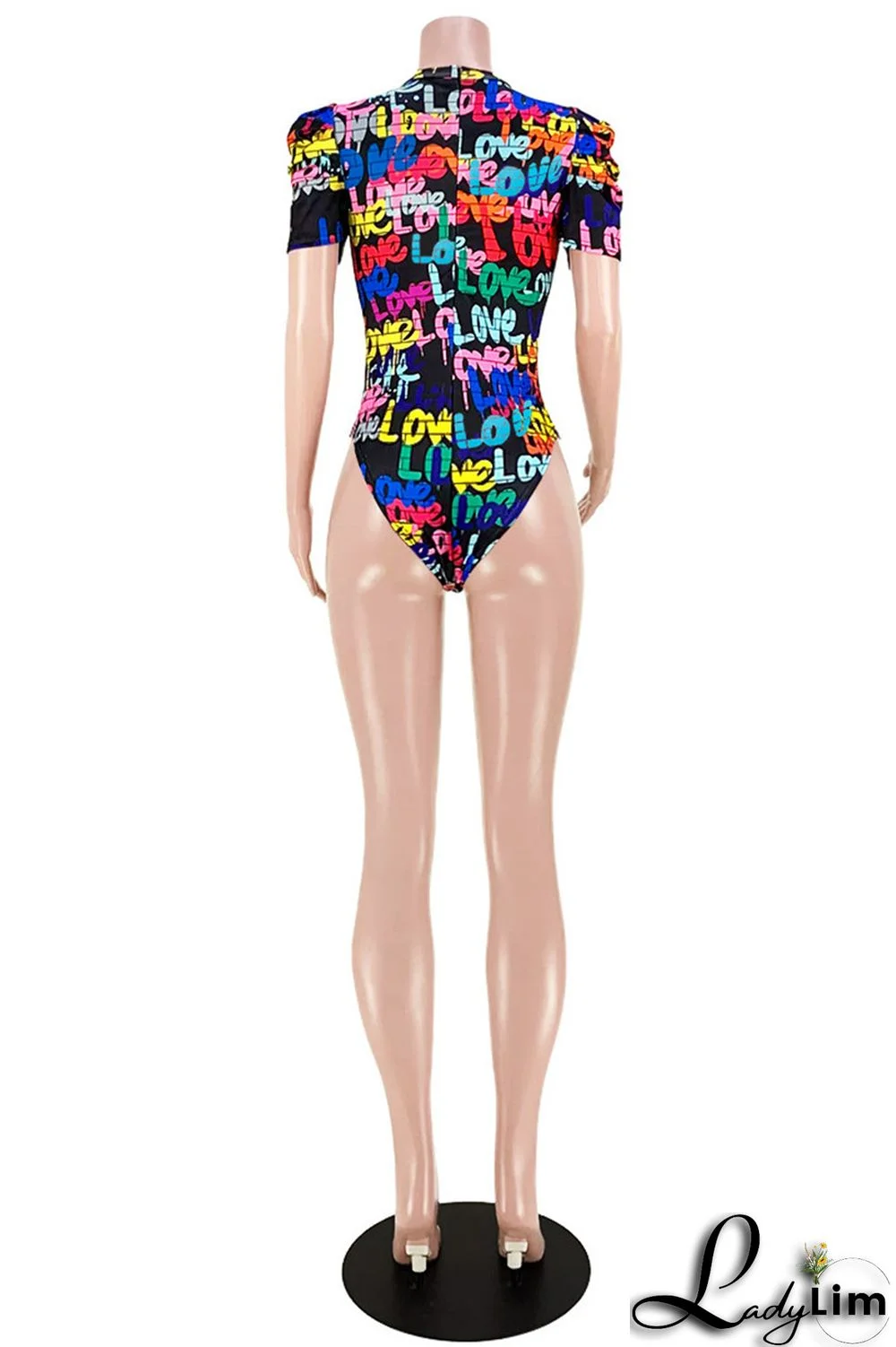 Multicolor Fashion Casual Print Basic O Neck Short Sleeve Skinny Romper