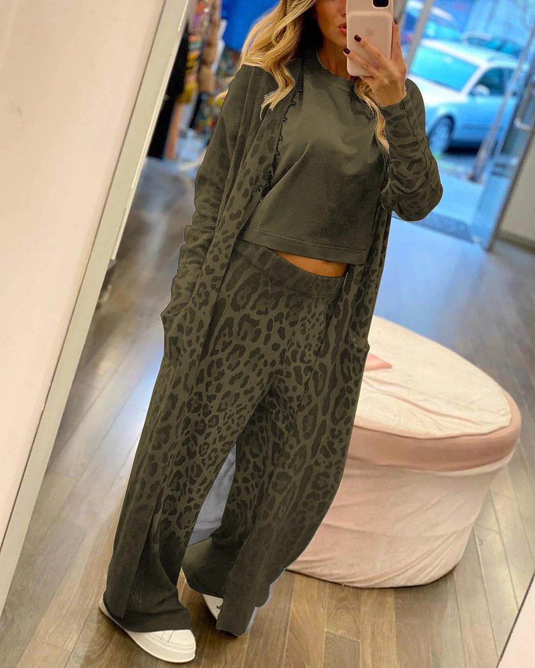 Vacation original design kimono + pant two piece set 3a21