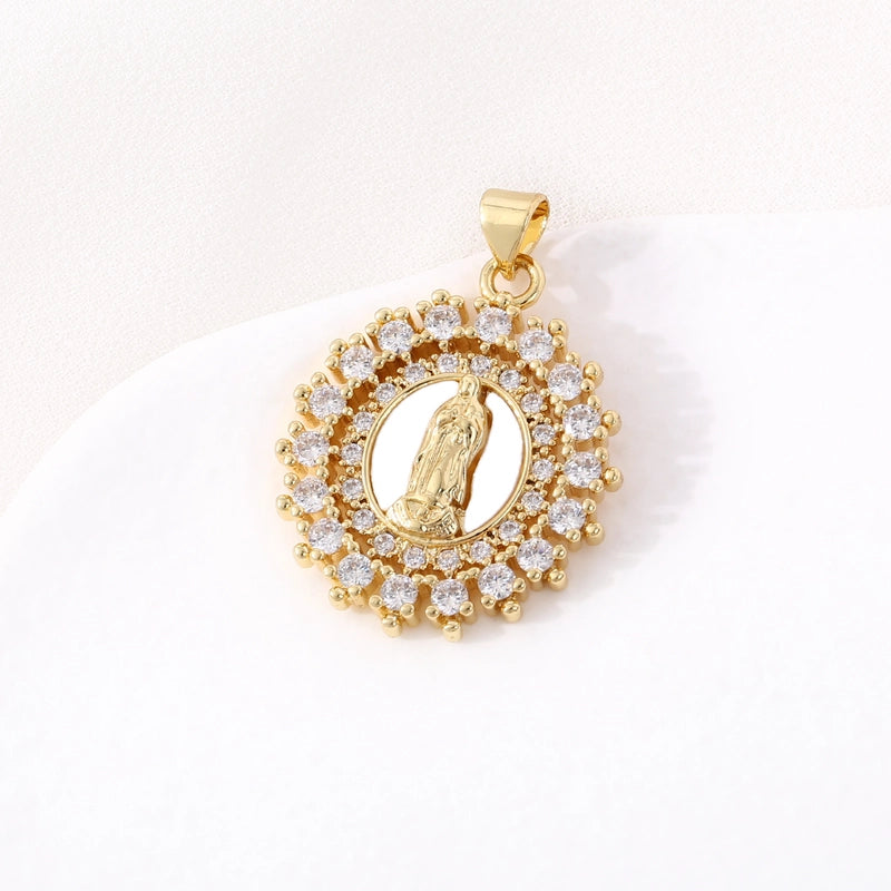 1 Piece 18*25mm 21 * 24mm 23*26mm Copper Geometric Virgin Mary Pendant Jewelry Accessories