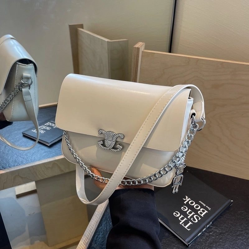 Women’s Pu Leather Solid Color Basic Classic Style Flip Cover Shoulder Bag Crossbody Bag