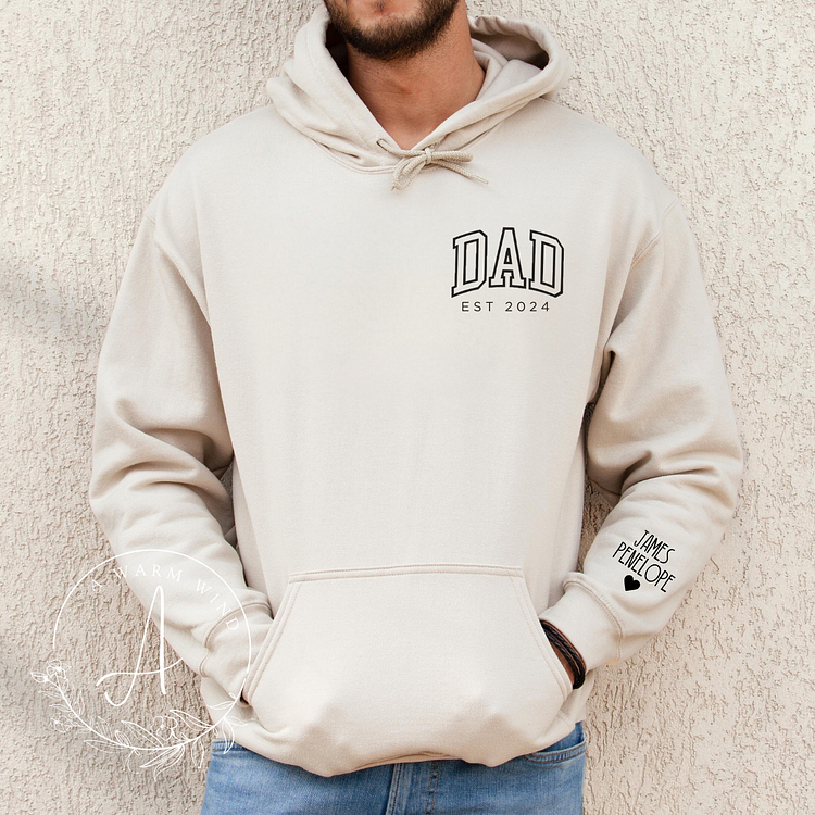 Dad's Pride-Custom Dad Sweatshirt with Kids Names On Sleeve