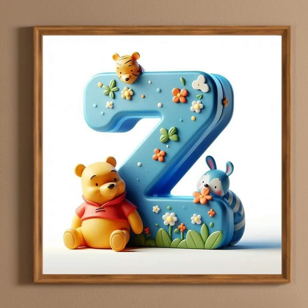 Full Round Diamond Painting 30*30cm - Winnie The Pooh'S 26 Letters Z