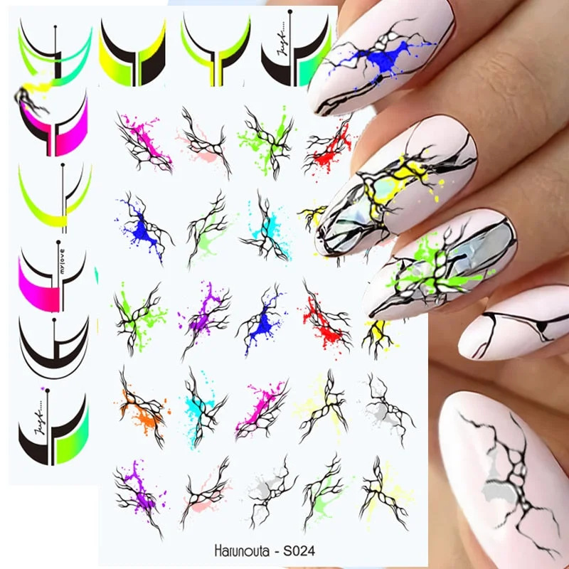 1PC Black White Leaves Flower 3D Nail Stickers Tropical Plants Mandala Leaf Geometry Transfer Decals Nail Art Decorations-Nail Inspo