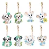 >SALE<8PCS Double Sided Round Diamond Painting Art Keychain Pendant (Dog and Mouse)