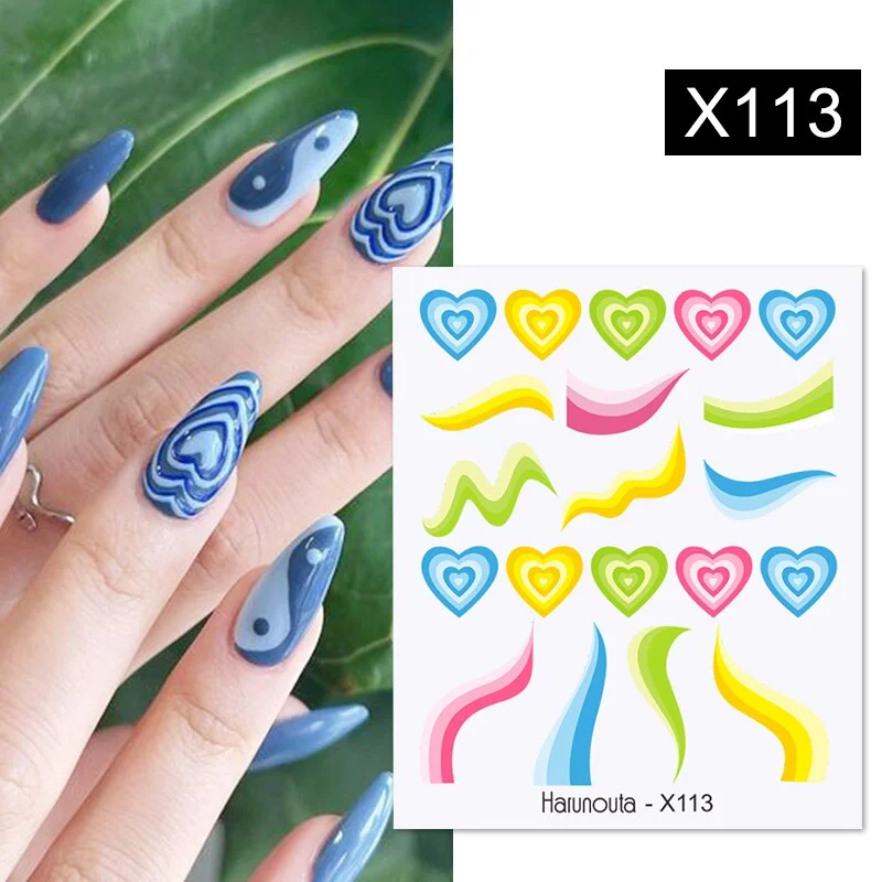 Nail Art 3D Stickers Black White Gold Love Hearts Pattern Nail Decals Manicures Nails Design Adhesive Wraps Tip Decoration