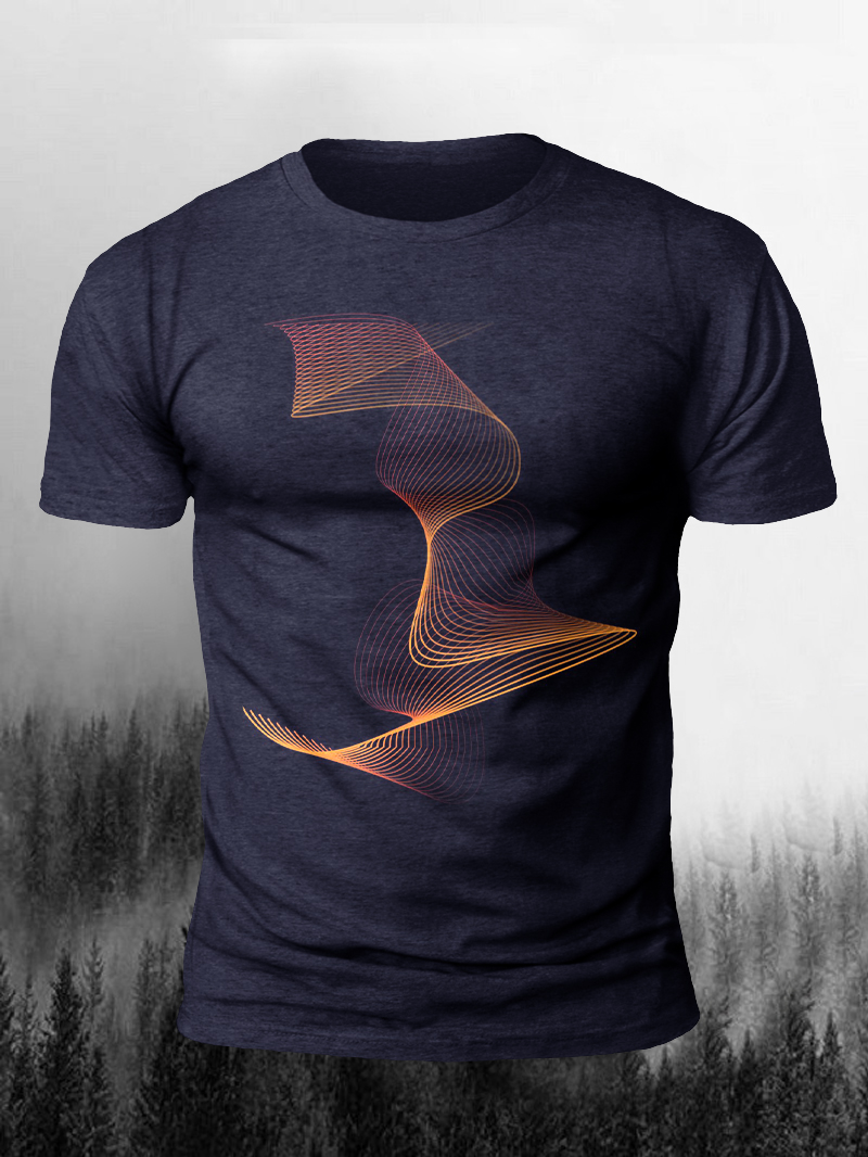 Line Print Men's Short Sleeve T-shirt