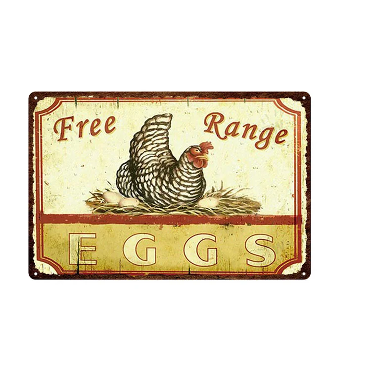 Oeufs frais de la ferme à vendre - enseignes en étain vintage / enseignes en bois - 7.9x11.8in & 11.8x15.7in