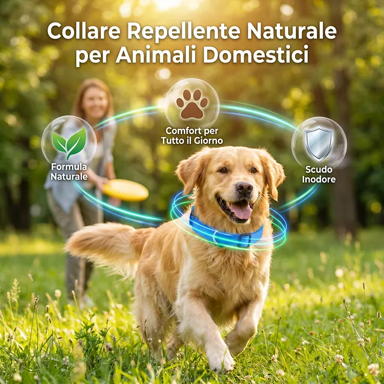 Collare repellente per animali domestici a base di oli essenziali naturali