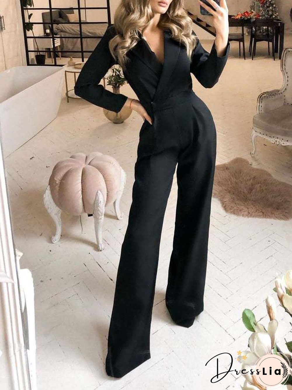 Women's Jumpsuits Solid Long Sleeve Slim Fit Jumpsuit