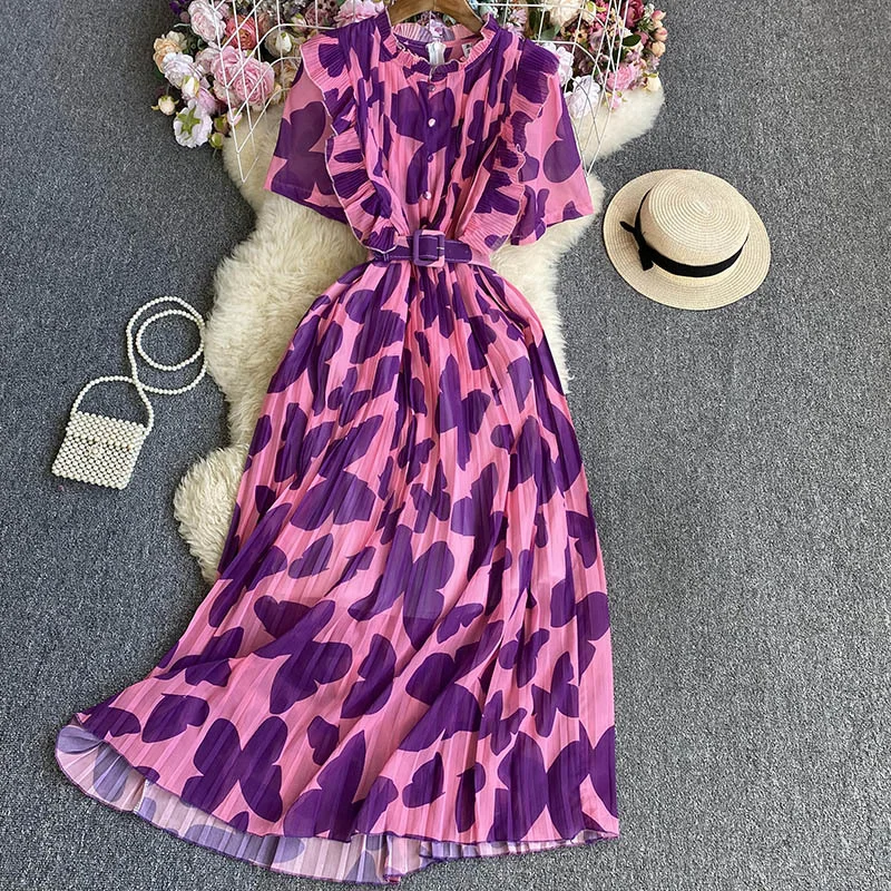Ueong Chiffon Short-Sleeved Dress