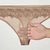 Men's Low-Rise High-Stretch Sexy Lace Trim 3D U-shaped Large Pouch Thongs