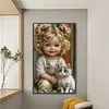 Girl Cat-11CT Stamped Cross Stitch 40*65cm (Big Size)