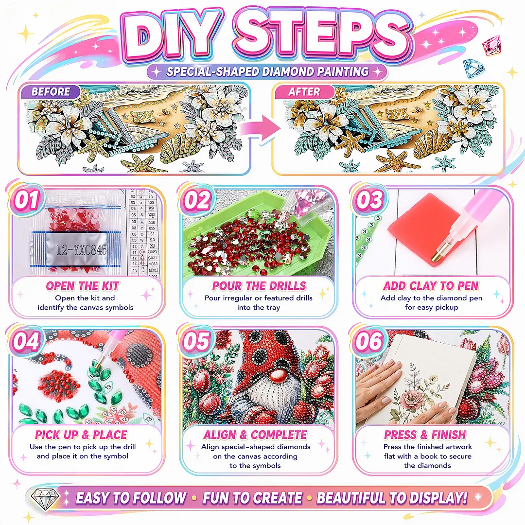 Tropical Beach Special Shaped 5D DIY Partial Drill Diamond Painting Kits for Adults Beginners Home Decor Diamonds Dots Gem Art Kits Diamond Art Kit 11.81 X11.81inch