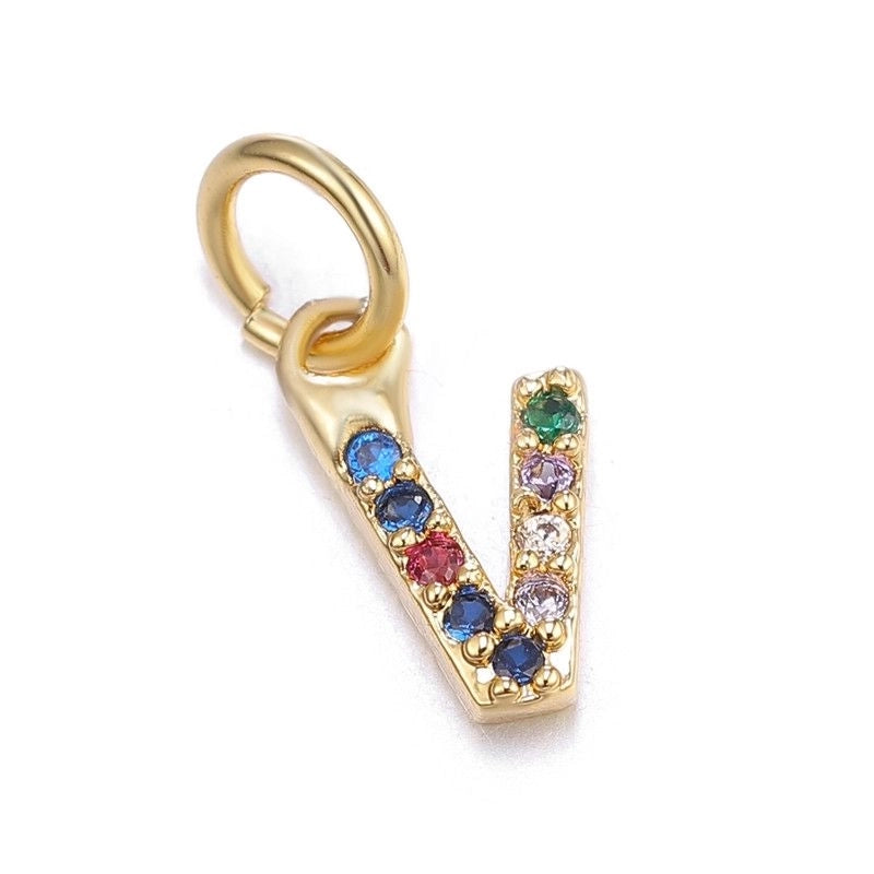 1 Piece Copper Zircon Letter Pendant Jewelry Accessories