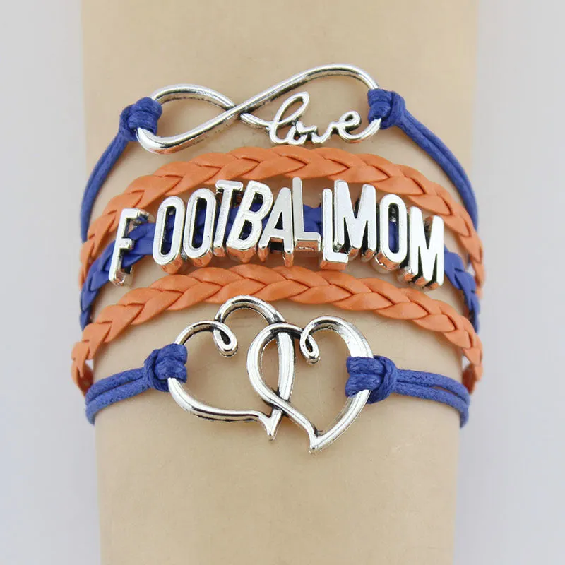 Football Mom/Grandma Multi-Layered Rope Braided Bracelet