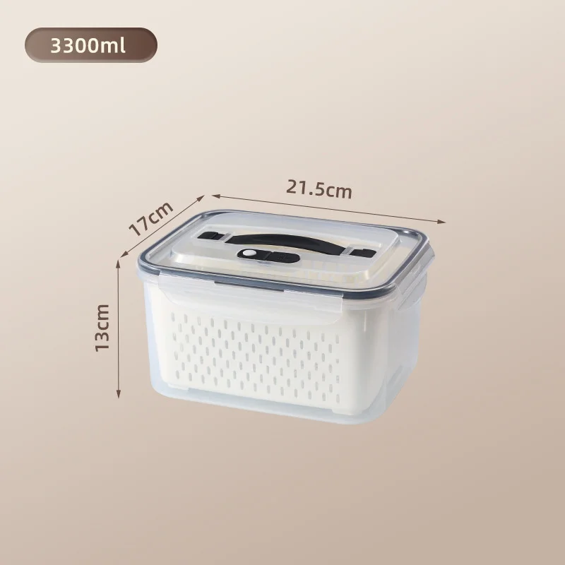 💖🔥Household transparent plastic food storage box-Including drain basket💧