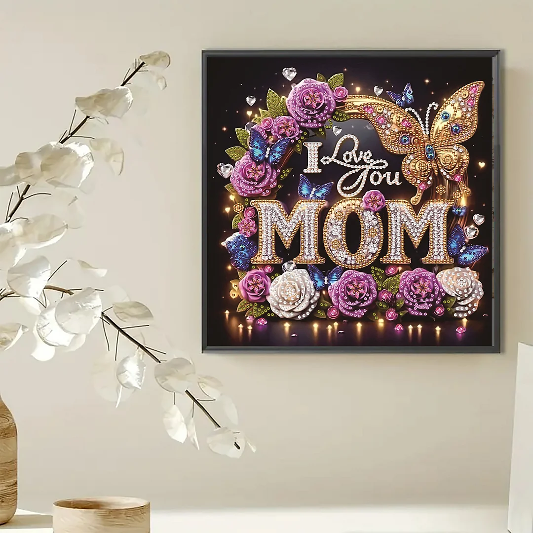 Diamond Painting - Partial Special Shaped Drill - I Love You Mom(Canvas|30x30cm)