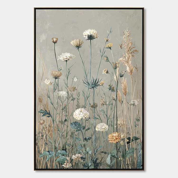WHISPERING MEADOW: Vintage Botanical Wildflower Painting（Canvas painting）