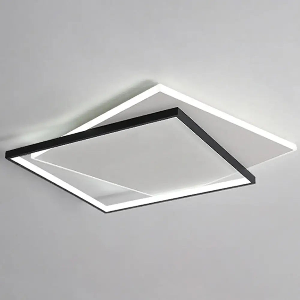 Led Geometric Double Square Ceiling Lamp With Acrylic Shade - Sleek Flush Mount Lighting 20.5&rsquo; /