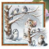 Winter Cat And Bird-11CT Stamped Cross Stitch 40*40cm/15.75*15.75in tapestrymarket