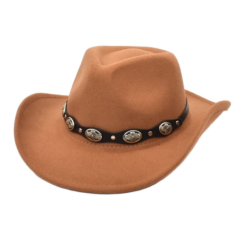 Unisex Cowboy Style Solid Color Flat Eaves Fedora Hat