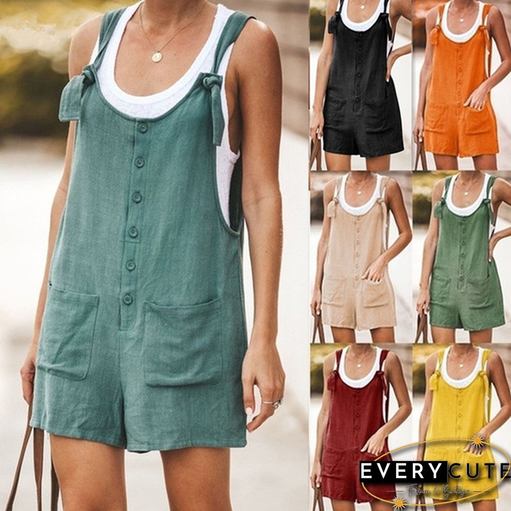Womens Jumpsuit Summer Bib Pants Shorts Casual Loose Sleeveless Rompers Jumpsuit Suspenders Overalls XS-XXXL