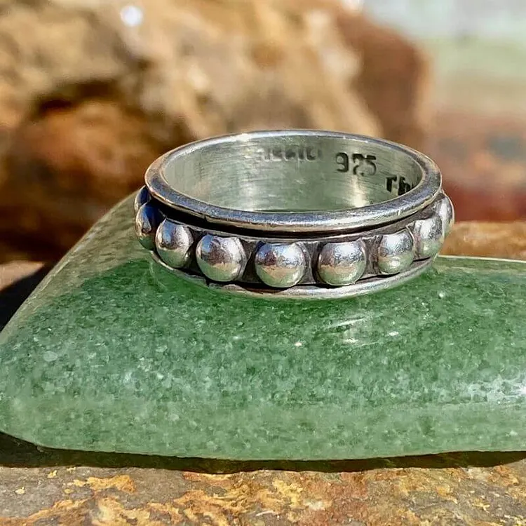 Sterling Silver Orb Spinner Band Ring Size 11