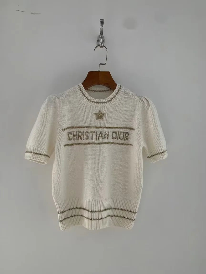 Nigikala Nigikala 2025 New Five-Horned Star Letters T-Frek Short-Sleeved Women's Sweater Sweater Slimming Slimming