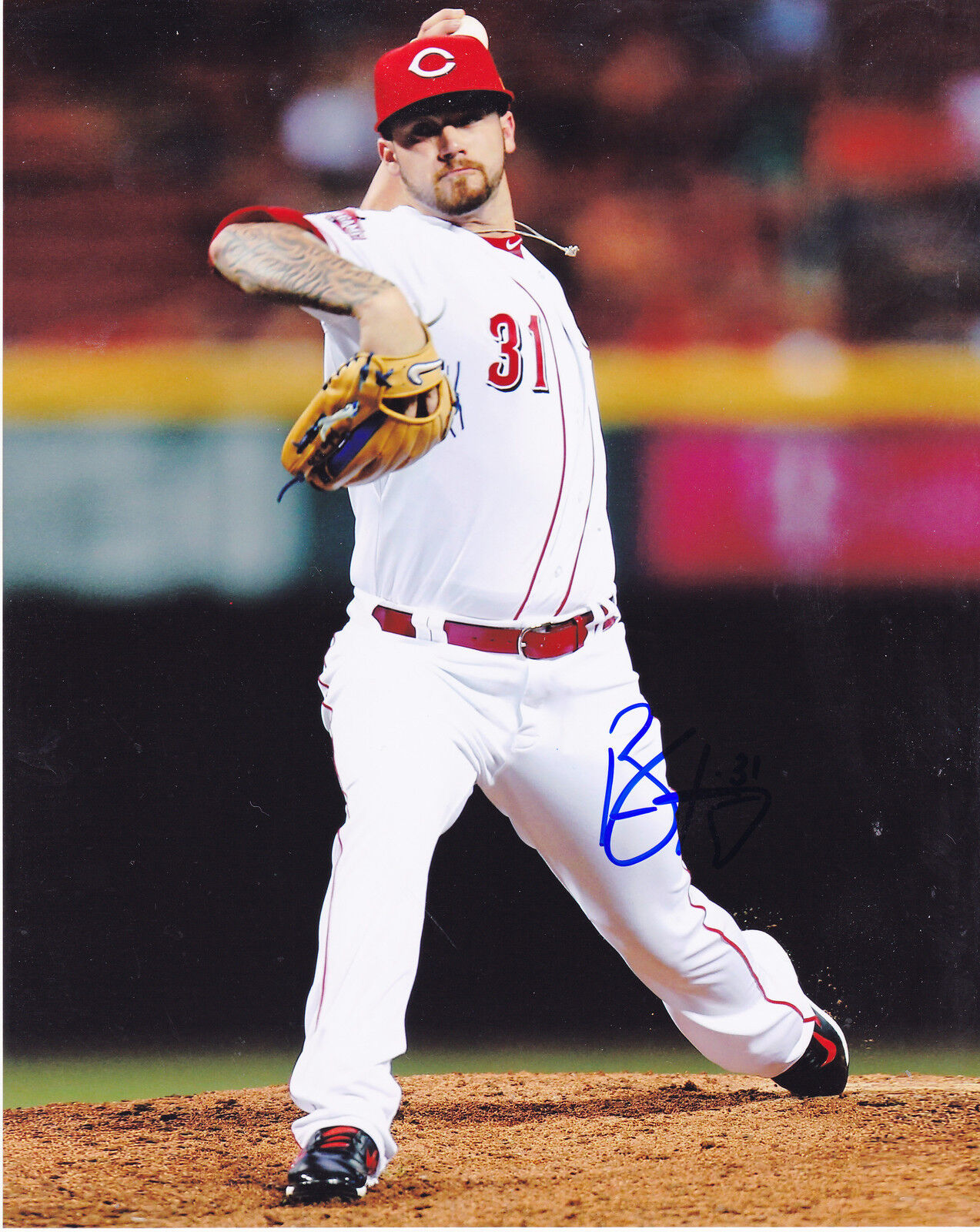 BRANDON FINNEGAN CINCINNATI REDS ACTION SIGNED 8x10