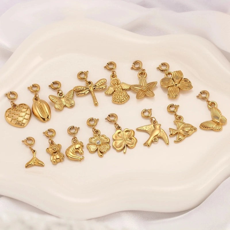 1 Piece 16 * 17mm 18*14mm 304 Stainless Steel Zircon Geometric Heart Shape Butterfly Polished Pendant Jewelry Accessories