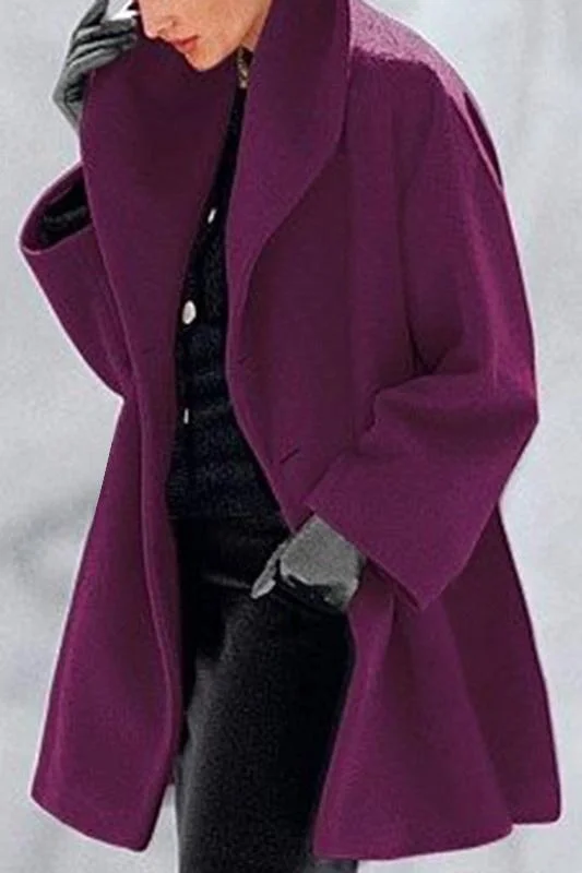 Fashion Lapel Pure Colour Overcoat
