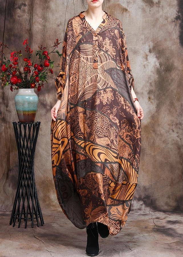 2021 Silk Chiffon V Neck Asymmetric Summer Dresses Long Caftans