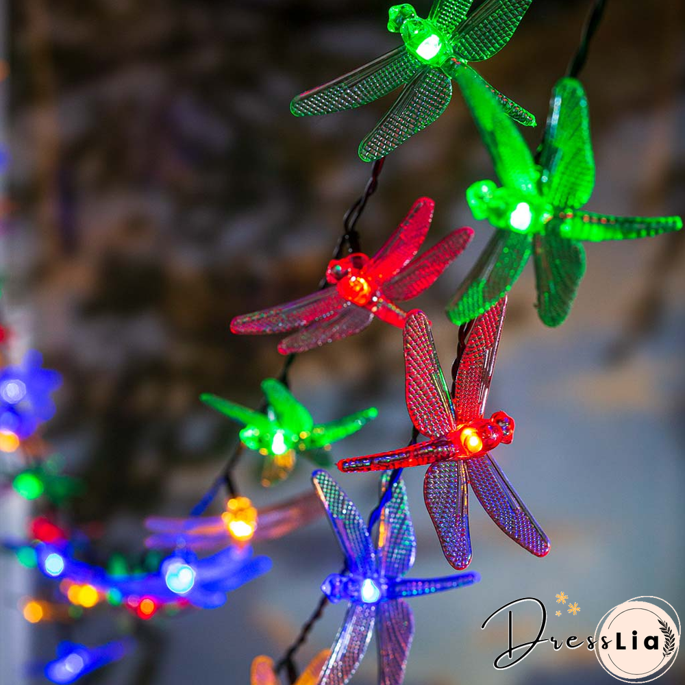 Color-Changing Solar Dragonfly String Lights