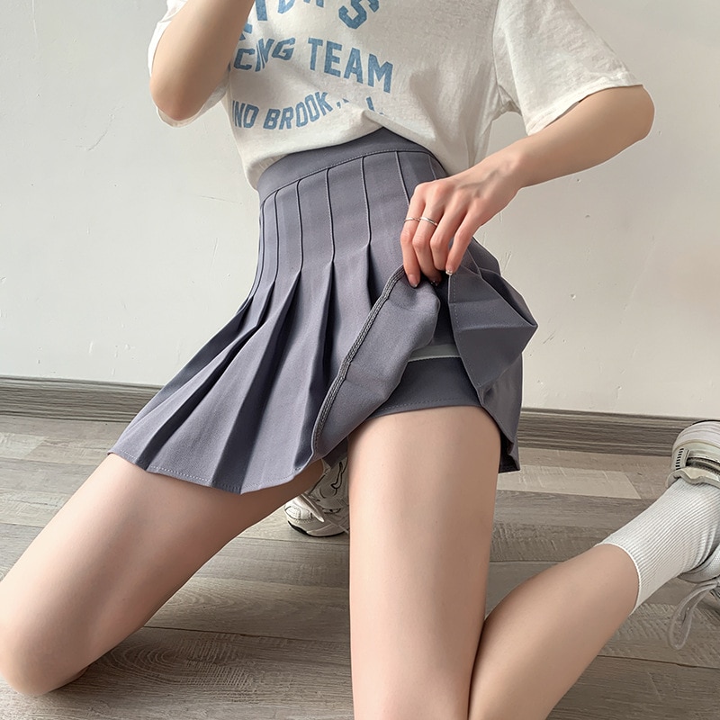 FESTY KARY High Quality 2022 Summer Women Skirts Fashion Solid Color Casual Kawaii Mini Skirt Girls School Pleated Skirts Women aliexpress Money