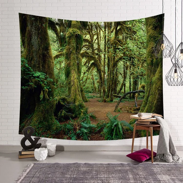 Psychedelic Forest Tapestry Wall Hanging Tapestry Blanket Farmhouse Decor Window Tapestry Headboard Polyester Yoga Shawl
