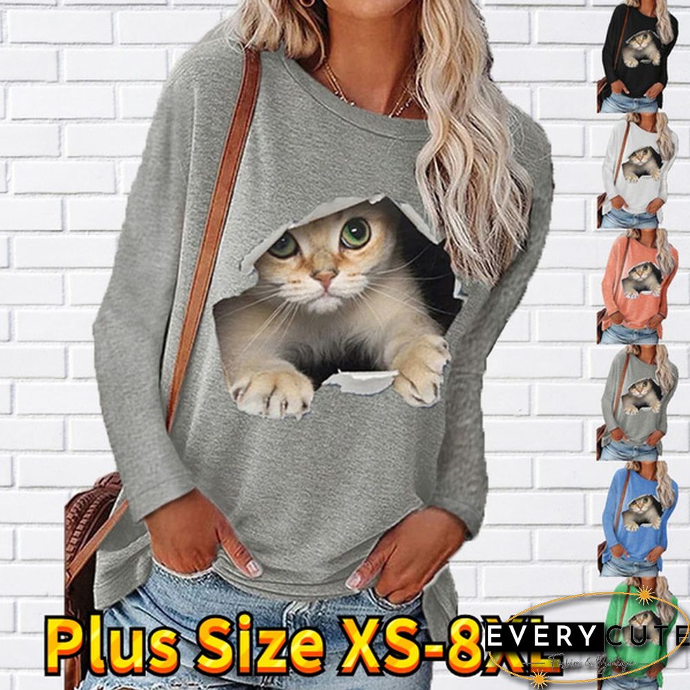 Winter Fashion Women Clothing Feather Printed Casual Sweatshirt Long Sleeve Tops T-shirt Blouse Ladies Round Neck Pullover Sweater Plus Size XS-8XL