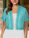 Contrast Lace Open Front Short Sleeve Cardigan for Women