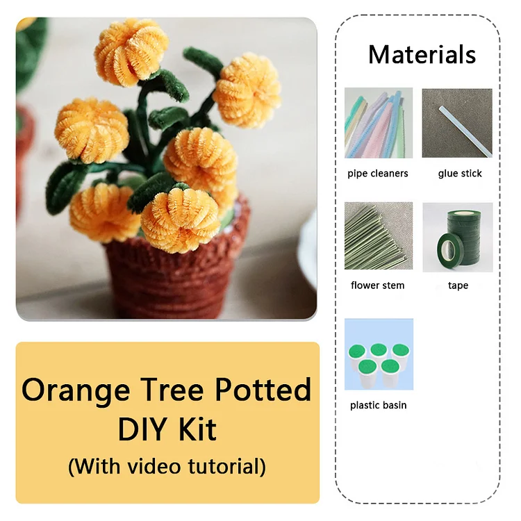 DIY Pipe Cleaners Kit - Orange Tree Potted