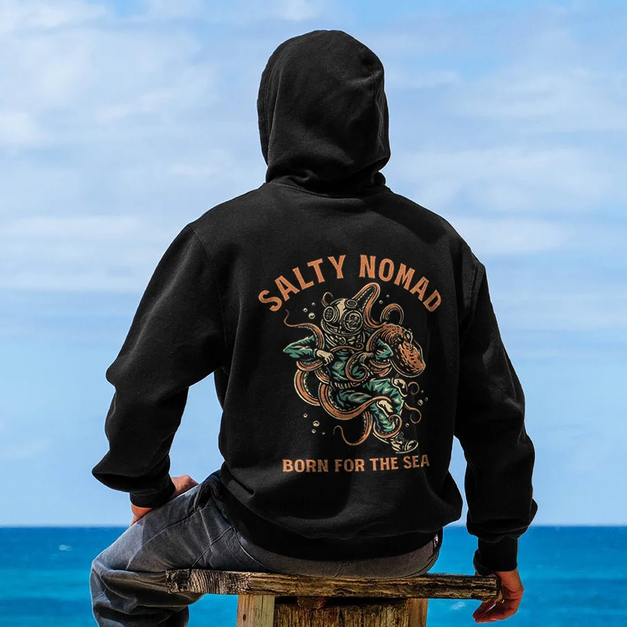 Salty Nomad Born For The Sea Printed Men's Hoodie