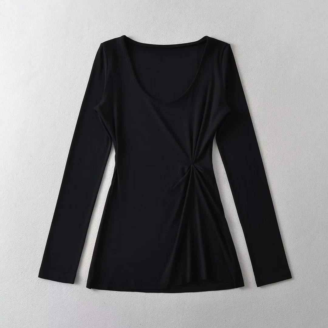 Ueong Fashion Women's Dress Pure Stylish Long-Sleeved T-Shirt Lazy Loose Waist Blouse Medium-Length Blouse