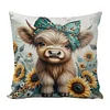 Highland Cow Sunflower-11CT Stamped Cross Stitch Pillowcase 45*45cm