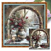 Winter Window Scenery-14CT Stamped Cross Stitch 50*50cm/19.69*19.69in tapestrymarket