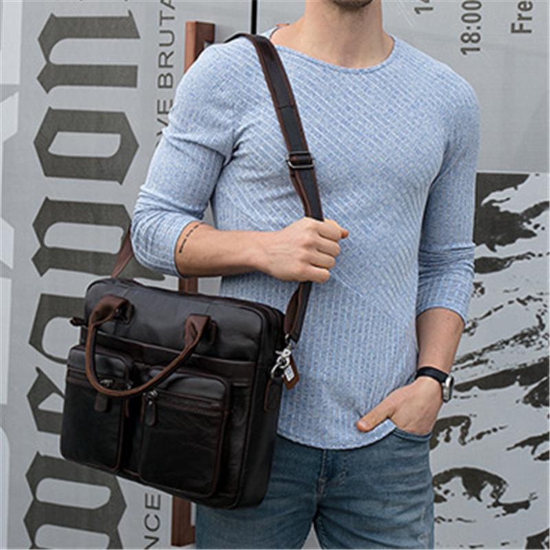 Vintage Durable Large Capacity Simple Style Business Bridfcase Handbag