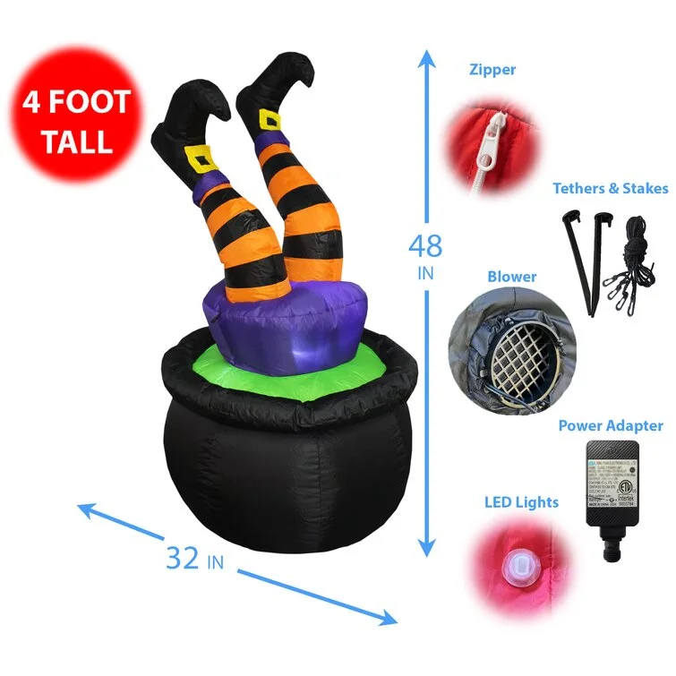 Halloween Inflatable Witch in Pot