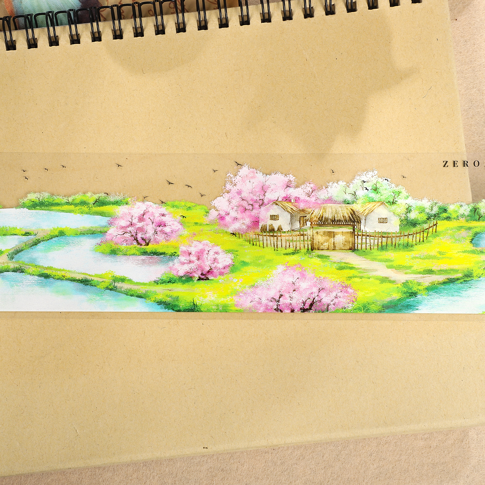 PET 테이프 - 65mm*5m 빈티지 봄 전원 마을 풍경