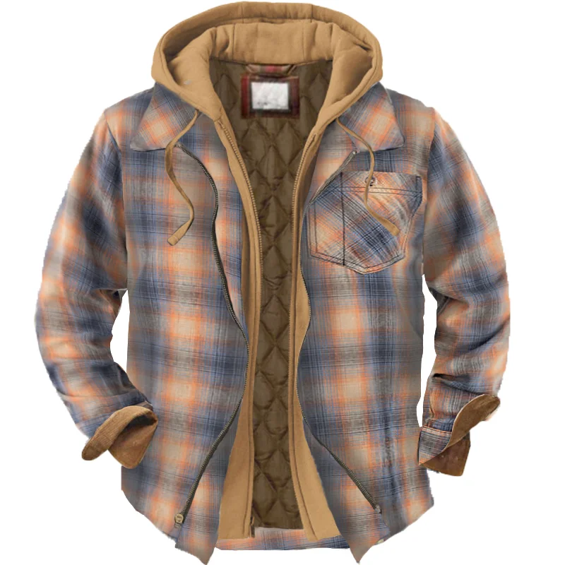 Men's Lined Hooded Flannel Jacket